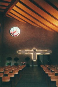 Foto vom Altar der Friedhofskapelle in Göggingen